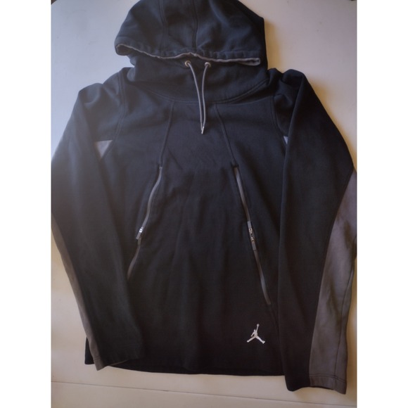 Jordan Brand Other - Jordan Brand Black Grey Tech Fleece Hoodie Dual Zip Pockets Mens Large L